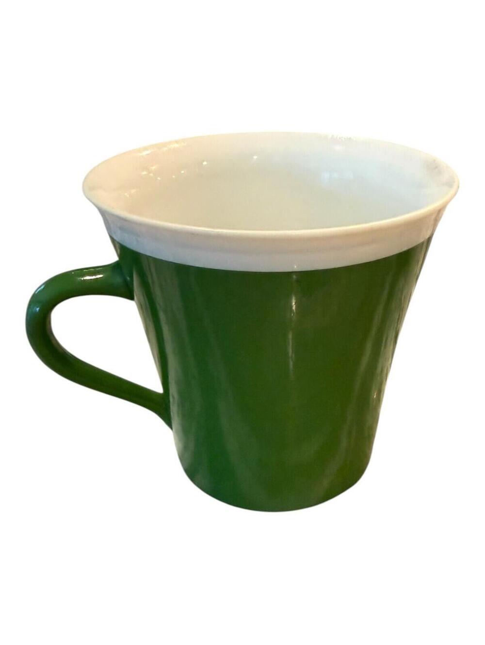 Vintage Green & White Ceramic Tea Coffee Cup